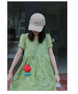 Red Mini Crossbody Coin Purse & Earphone Pouch - Adorable Floral Design, Small Bag for Lipsticks, Lightweight Travel Essentials - Rear View