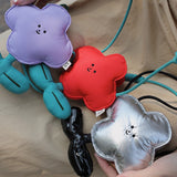 Purple Mini Crossbody Coin Purse & Earphone Pouch - Adorable Floral Design, Small Bag for Lipsticks, Lightweight Travel Essentials - Front View