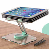 White Acrylic Foldable Tablet and Phone Stand - 360° Rotation, Anti-Slip Design, Lightweight and Compact - Side View