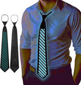 Style 06 LED Sound-Activated Glowing Tie - Party Performance Accessory with Adjustable Light Patterns(Batteries not included, self-provided) - 45-Degree Angle