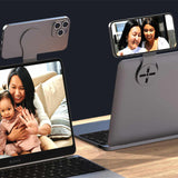 Black Magnetic Foldable Phone Stand – Universal Aluminum Alloy Desktop & Tesla Car Mount, Compact and Lightweight Design - Side View