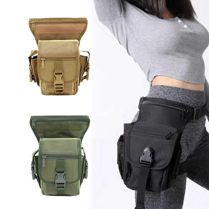 Black Tactical Outdoor Leg Bag  900D Durable Multi-Layer Waist Pack for Cycling, Fishing, and Security