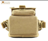 Khaki Tactical Outdoor Leg Bag - 900D Durable Multi-Layer Waist Pack for Cycling, Fishing, and Security - Rear View