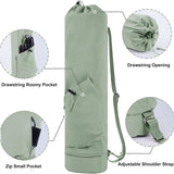 Green Durable Yoga Mat Carry Bag - Multi-Functional Fitness Backpack with Wet Pocket(Mugs are filming props, not included) - Rear View