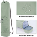 Dark Blue Durable Yoga Mat Carry Bag - Multi-Functional Fitness Backpack with Wet Pocket(Mugs are filming props, not included) - 45-Degree Angle