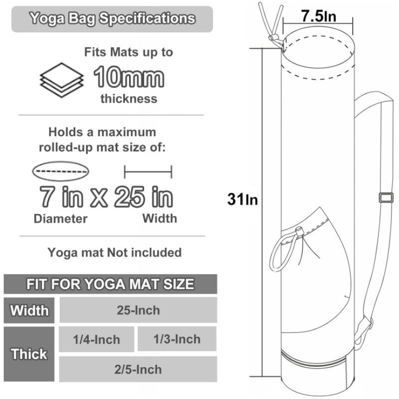 Dark Blue Durable Yoga Mat Carry Bag - Multi-Functional Fitness Backpack with Wet Pocket(Mugs are fi