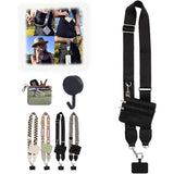 Black Adjustable Crossbody Strap with Mini Pouch - Versatile Replacement Shoulder Strap - Side View