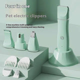 Light Green 4-in-1 Pet Grooming Electric Clippers - Professional Rechargeable Trimmer for Dogs & Cats, Paw, Fur, Nail, and Ear Care | Compact Design, - Front View