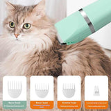 Light Green 4-in-1 Pet Grooming Electric Clippers - Professional Rechargeable Trimmer for Dogs & Cats, Paw, Fur, Nail, and Ear Care | Compact Design, - Side View