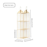 Beige Hanging Dustproof Storage Bag - Multi-Layer Organizer for Bags, Clothes & Accessories, 3-Tier Non-Woven Fabric