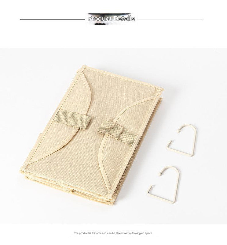 Beige Hanging Dustproof Storage Bag - Multi-Layer Organizer for Bags, Clothes & Accessories, 4-Tier Non-Woven Fabric