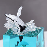 Blue Ancient Architecture Humpback Whale in the Water Handcrafted Ocean Resin Whale Night Light - Unique Home Decor Table Lamp - Top-Down View