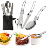 Green And Grey Compact Outdoor Camping Cookware Set with 410 Stainless Steel Utensils - 45-Degree Angle