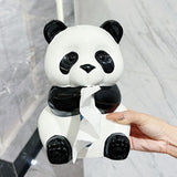Ceramic Panda Tissue Box Holder - Creative Cartoon Napkin Dispenser for Home Decor - Front View