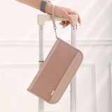 Pink Portable RFID Blocking Travel Passport Holder with Large Capacity - Front View