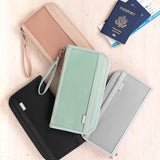 Pink Portable RFID Blocking Travel Passport Holder with Large Capacity - Side View