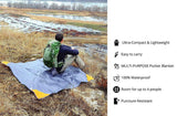Blue And Grey Portable Waterproof Camping Mat - Foldable Picnic and Beach Blanket