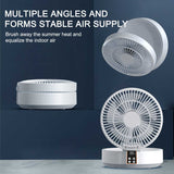 Dark Green Remote-Control Wall-Mount Foldable Mini USB Fan with Night Light and Digital Display - Front View