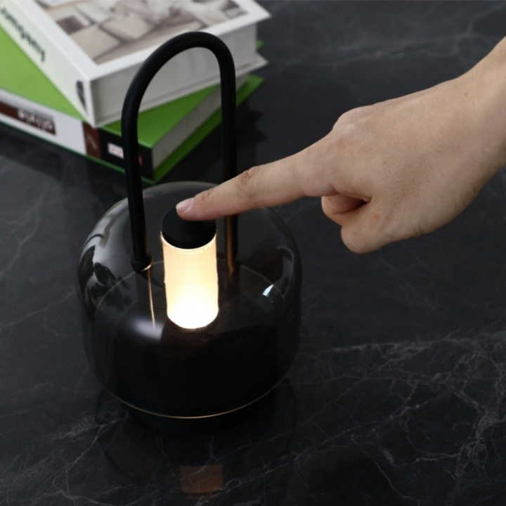 Black Portable Rechargeable LED Lantern ??Touch Control, Adjustable Brightness, USB Charging