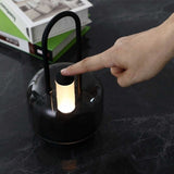 White Portable Rechargeable LED Lantern -Touch Control, Adjustable Brightness, USB Charging - Top-Down View