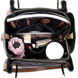 Purple Elegant Embossed PU Leather Tote Bag for Women - Large Capacity Handbag with Inner Pouch - Top-Down View