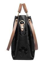 Purple Elegant Embossed PU Leather Tote Bag for Women - Large Capacity Handbag with Inner Pouch - Close-Up Angle