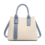 Beige And Blue Retro Fashion Handbag - Elegant Tote with Large Capacity for Work and Daily Use