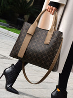 Beige And Blue Retro Fashion Handbag - Elegant Tote with Large Capacity for Work and Daily Use