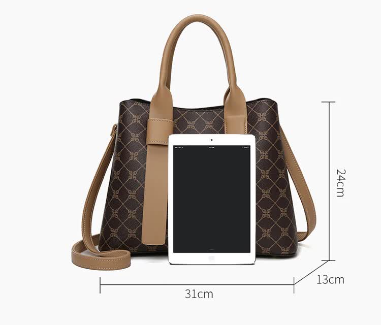 Beige And Blue Retro Fashion Handbag - Elegant Tote with Large Capacity for Work and Daily Use
