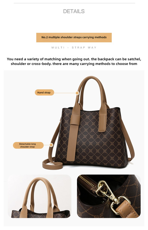 Beige And Blue Retro Fashion Handbag - Elegant Tote with Large Capacity for Work and Daily Use