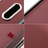 Wine Red Car Seat Back Organizer - Multi-Function Storage Box with Tissue Holder, Cup Holder, and Phone Mount - Side View