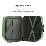 Olive Green 18-Inch Lightweight Carry-On Luggage - Waterproof & Anti-Theft Suitcase with Silent Universal Wheels - Front View