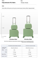 Dark Green 18-Inch Lightweight Carry-On Luggage - Waterproof & Anti-Theft Suitcase with Silent Universal Wheels - 45-Degree Angle