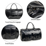 Brown PU Leather Travel Duffel Bag - Multifunctional Overnight Gym Bag with Spacious Compartments - 45-Degree Angle