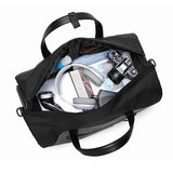 Men's Gray Waterproof Multi-Functional Travel Duffel Bag - Foldable Short Trip Gym Bag with Shoe Compartment - Side View