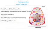 Pink 3-in-1 Kids Play Tent Set - Foldable Indoor/Outdoor Tunnel and Ball Pit with Fence - Side View