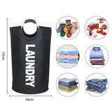 Dark Gray Large-Capacity Double Oxford Fabric Laundry Hamper with Aluminum Handles - Durable Round Clothes Basket for Home Storage - Front View