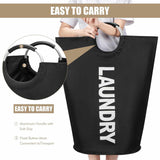 Dark Gray Large-Capacity Double Oxford Fabric Laundry Hamper with Aluminum Handles - Durable Round Clothes Basket for Home Storage - Side View