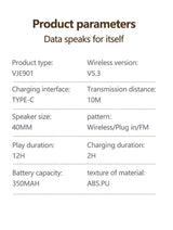 Silver VJE901 Wireless Bluetooth Over-Ear Headphones with Active Noise Cancelling - 45-Degree Angle
