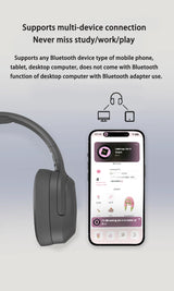 Khaki P2963 Wireless Bluetooth Headphones with LED Light, Hi-Fi Sound, and Sport Design - Top-Down View