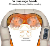 Portable Kneading Neck and Shoulder Massager with Heat - three-Button Design, Black - Front View