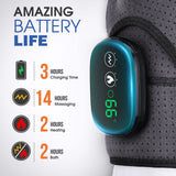 Black Rechargeable Heated Shoulder Massager with LED Display - Adjustable Compression Wrap for Pain - Front View