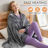 Electric Heated Flannel Blanket - 150x80cm USB-Powered Wearable Heating Shawl (Rechargeable battery not included) - Side View