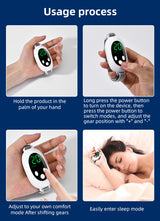 White Portable Sleep Aid Device - EMS Pulse Relaxation & Stress Relief Gadget with LED Display, Adjustable Wrist Strap - 45-Degree Angle