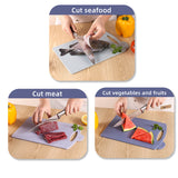 Double-Sided Antibacterial Kitchen Chopping Board Set with Non-Slip Base and Food-Specific Tabs - 3-Piece Set - Side View