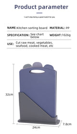 Double-Sided Antibacterial Kitchen Chopping Board Set with Non-Slip Base and Food-Specific Tabs - 3-Piece Set - 45-Degree Angle