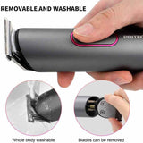 PRITECH PR-2888 Professional Hair Clipper Kit - USB Rechargeable, 600mAh Battery, IPX6 Waterproof Grooming Set - Top-Down View