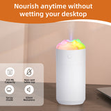 2PCS White Portable 350ML LED Desk Humidifier with Non-Wet Design - Silent Cool Mist for Home, Office, and Car - Front View