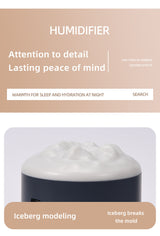 2PCS White Portable 350ML LED Desk Humidifier with Non-Wet Design - Silent Cool Mist for Home, Office, and Car - Side View