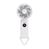 White Portable Handheld Fan with 2000mAh Battery - 3-in-1 Design for Desk, Handheld, and Hanging Use (Model Q3)